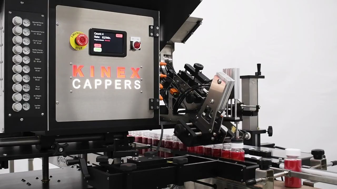 Kinex Cappers in-line capping machinery sealing bottles immediately after Hot Process conditioning